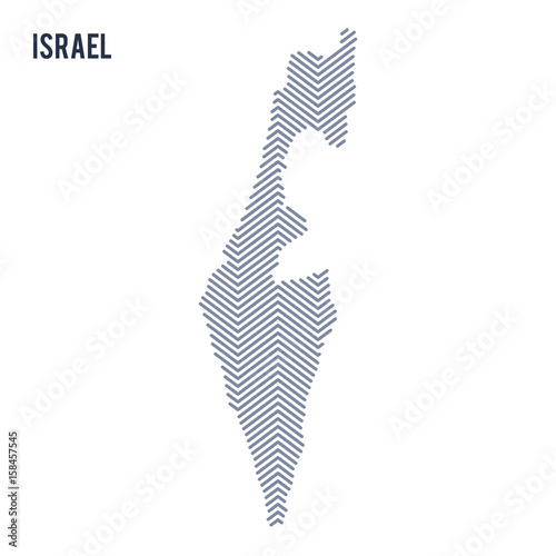 Vector abstract hatched map of Israel isolated on a white background.