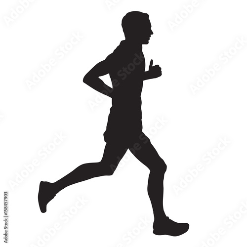 Vector runner, side view, isolated silhouette © michalsanca