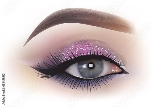 Fashion woman eye makeup - detailed realistic illustration, Vector