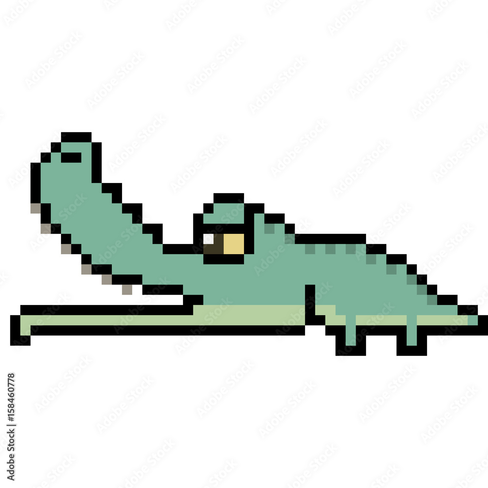 Fototapeta premium vector pixel art crocodile