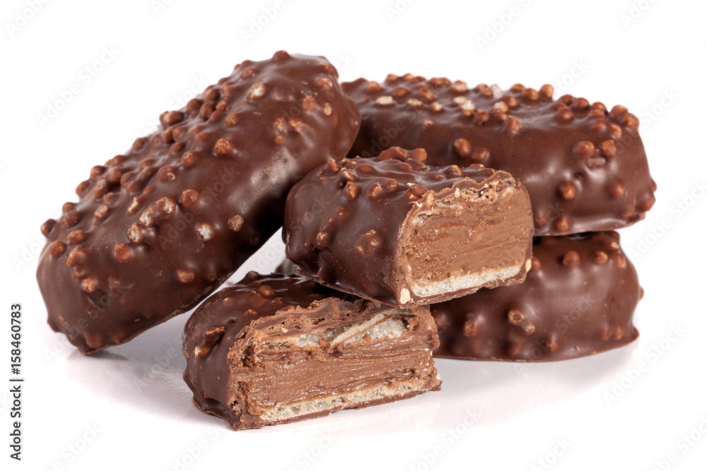 chocolate candy with cream filling isolated on white background chocolate candy with cream filling isolated on white background
