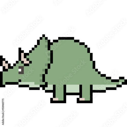 vector pixel art triceratops