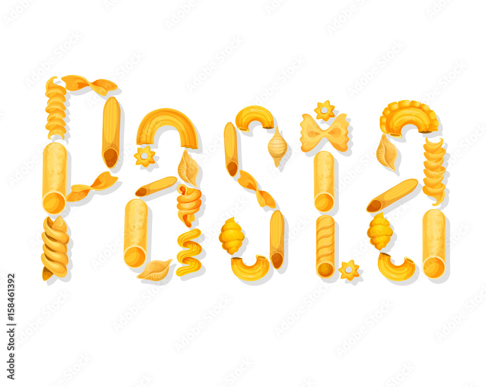 Italian pasta vector text lettering Italian pasta vector text lettering
