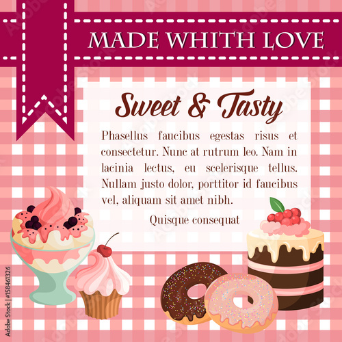 Bakery vector desserts and pastry cakes poster