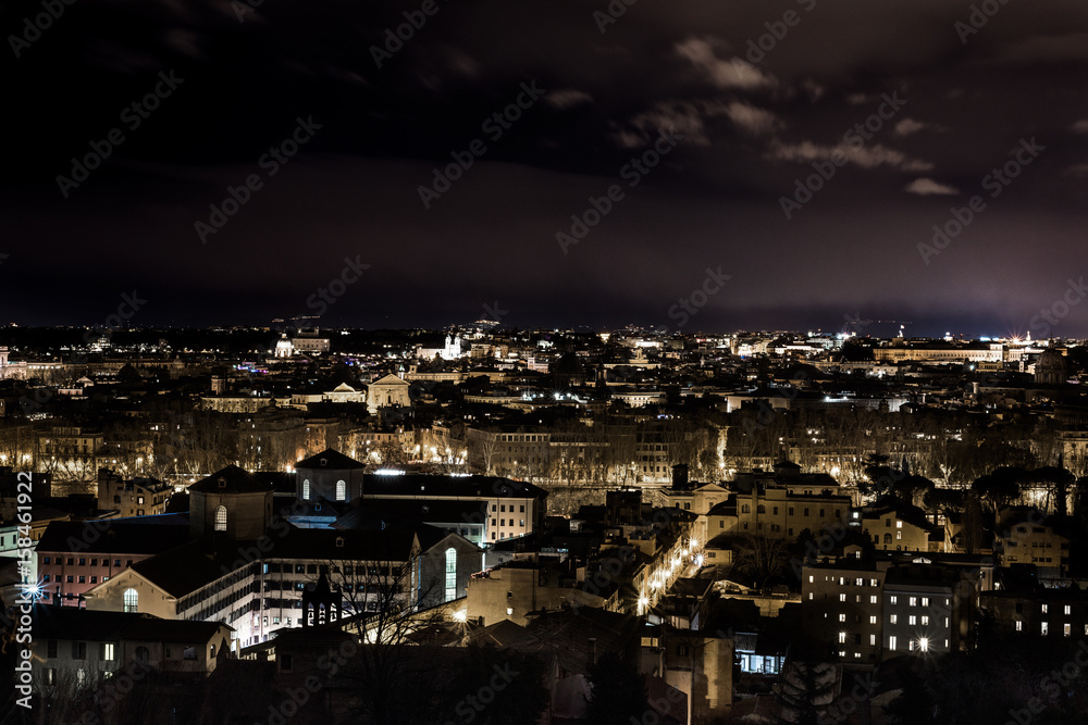 Panorama of Rome , landscape visible from the Pincio in the night
