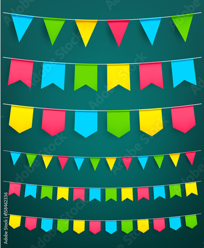 Vector flag garland for festival celebration decor