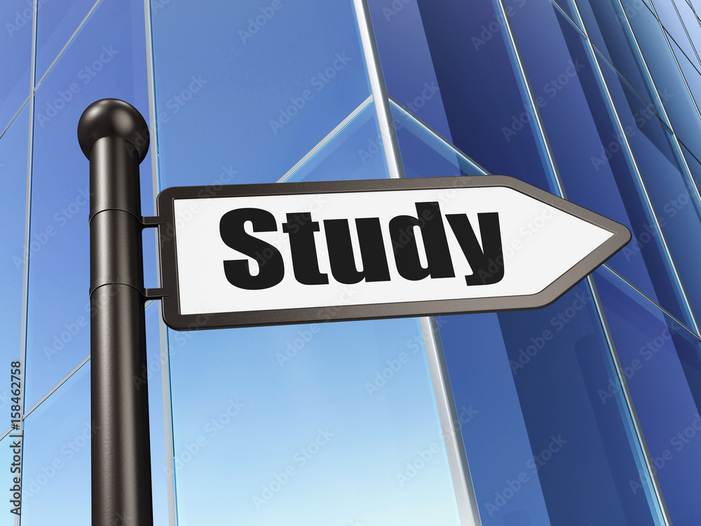 Studying concept: sign Study on Building background Studying concept: sign Study on Building background
