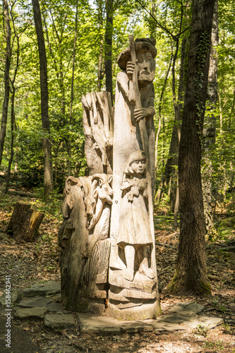 Wood sculpture in the woods