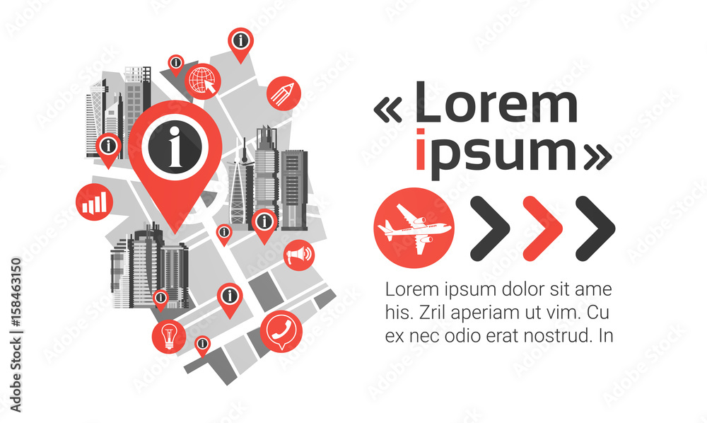 Gps Pin Map Over City View Cityscape Background Navigation Skyline with Copy Space Infographic Flat Vector Illustration Gps Pin Map Over City View Cityscape Background Navigation Skyline with Copy Space Infographic Flat Vector Illustration