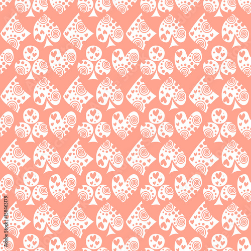 Seamless vector pattern with icons of playings cards. background with hand drawn symbols. Decorative repeat ornament. Series of Gaming and Gambling Seamless vector Patterns.