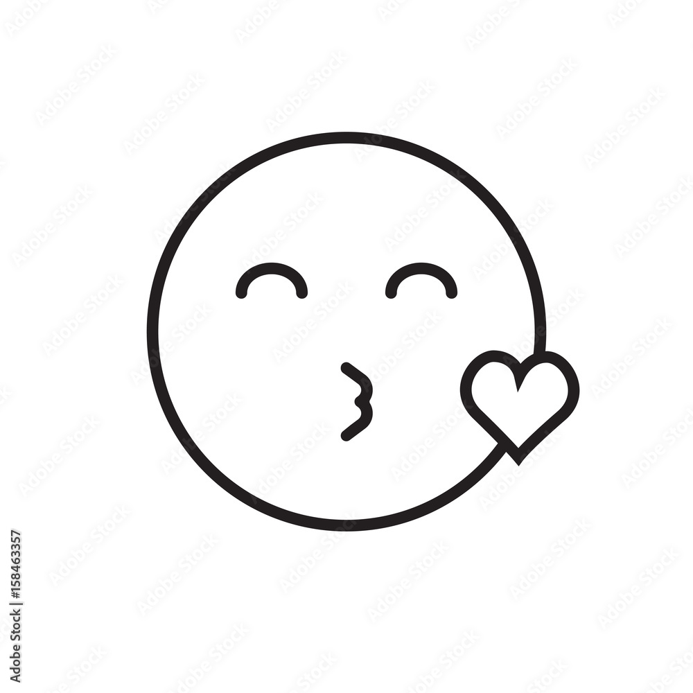 Smiling Cartoon Face Blowing Kiss Positive People Emotion Icon Vector Illustration Smiling Cartoon Face Blowing Kiss Positive People Emotion Icon Vector Illustration