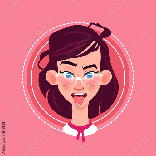 Profile Icon Female Emotion Avatar, Woman Cartoon Portrait Happy Smiling Face Flat Vector Illustration