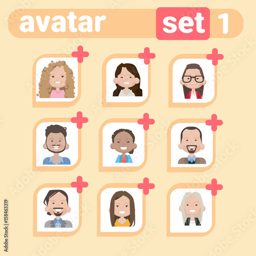 Profile Icon Male And Female Avatar Set, Man Woman Cartoon Portrait, Casual Person Face Collection Flat Vector Illustration