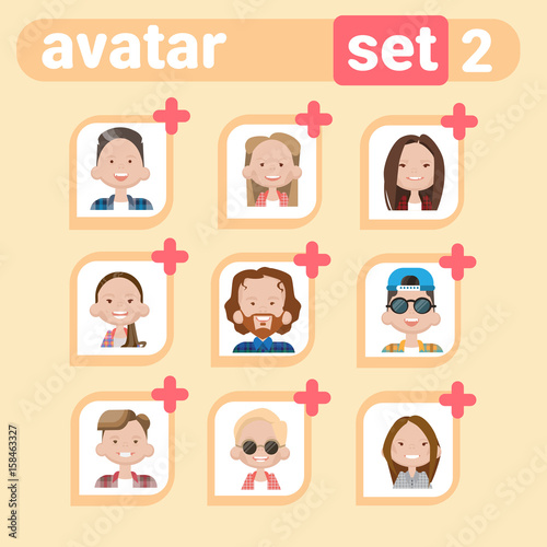 Profile Icon Male And Female Avatar Set, Man Woman Cartoon Portrait, Casual Person Face Collection Flat Vector Illustration