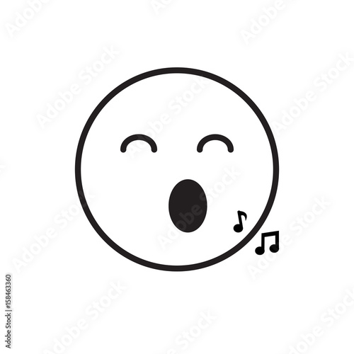 Smiling Cartoon Face Sing Positive People Emotion Icon Vector Illustration