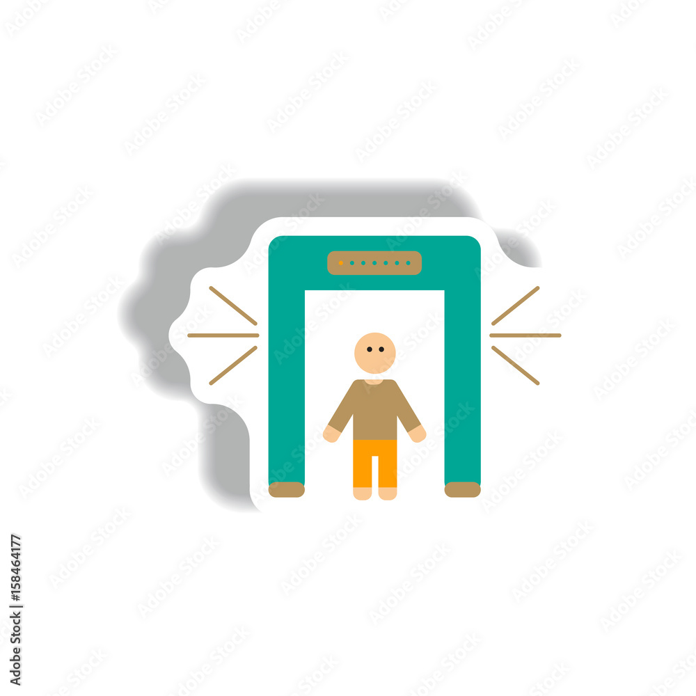 Fototapeta premium stylish icon in paper sticker style people scanner