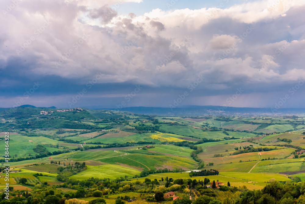 The countryside near the famous town of Volterra, Tuscany, Italy in spring