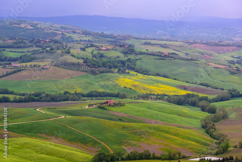 The countryside near the famous town of Volterra, Tuscany, Italy in spring