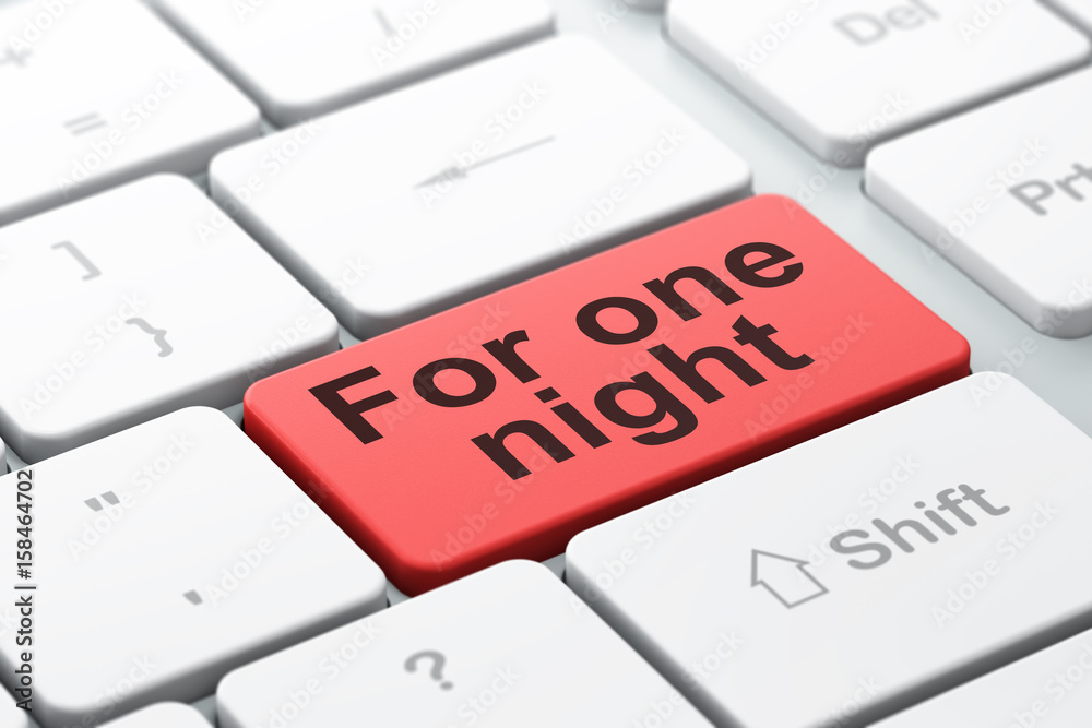 Travel concept: For One Night on computer keyboard background Travel concept: For One Night on computer keyboard background
