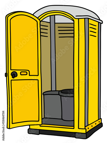 Yellow opened mobile toilet