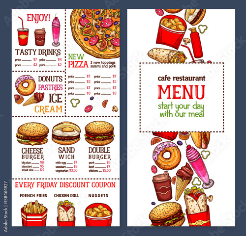 Vector fast food restaurant menu template