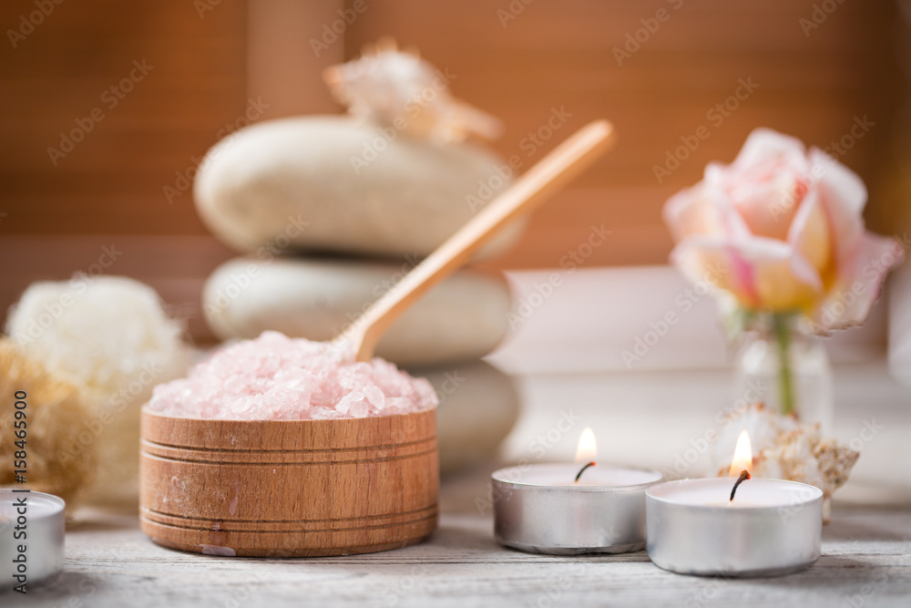 composition of spa treatment on white wooden composition of spa treatment on white wooden