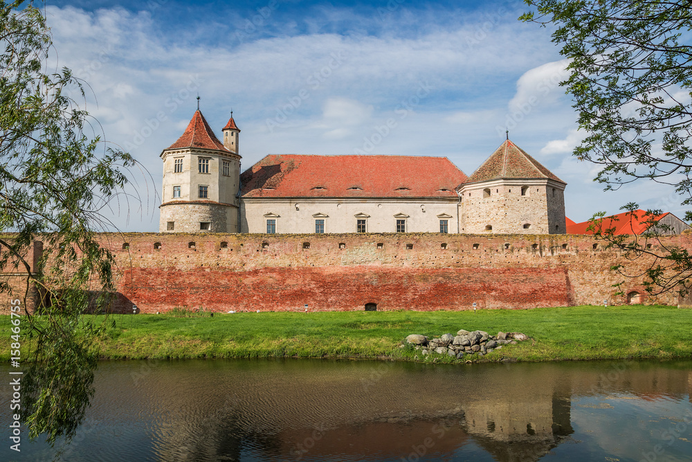 Fagaras fortress, Romania. Old castle in Transylvania, built in 14th century. Discover Romania concept.