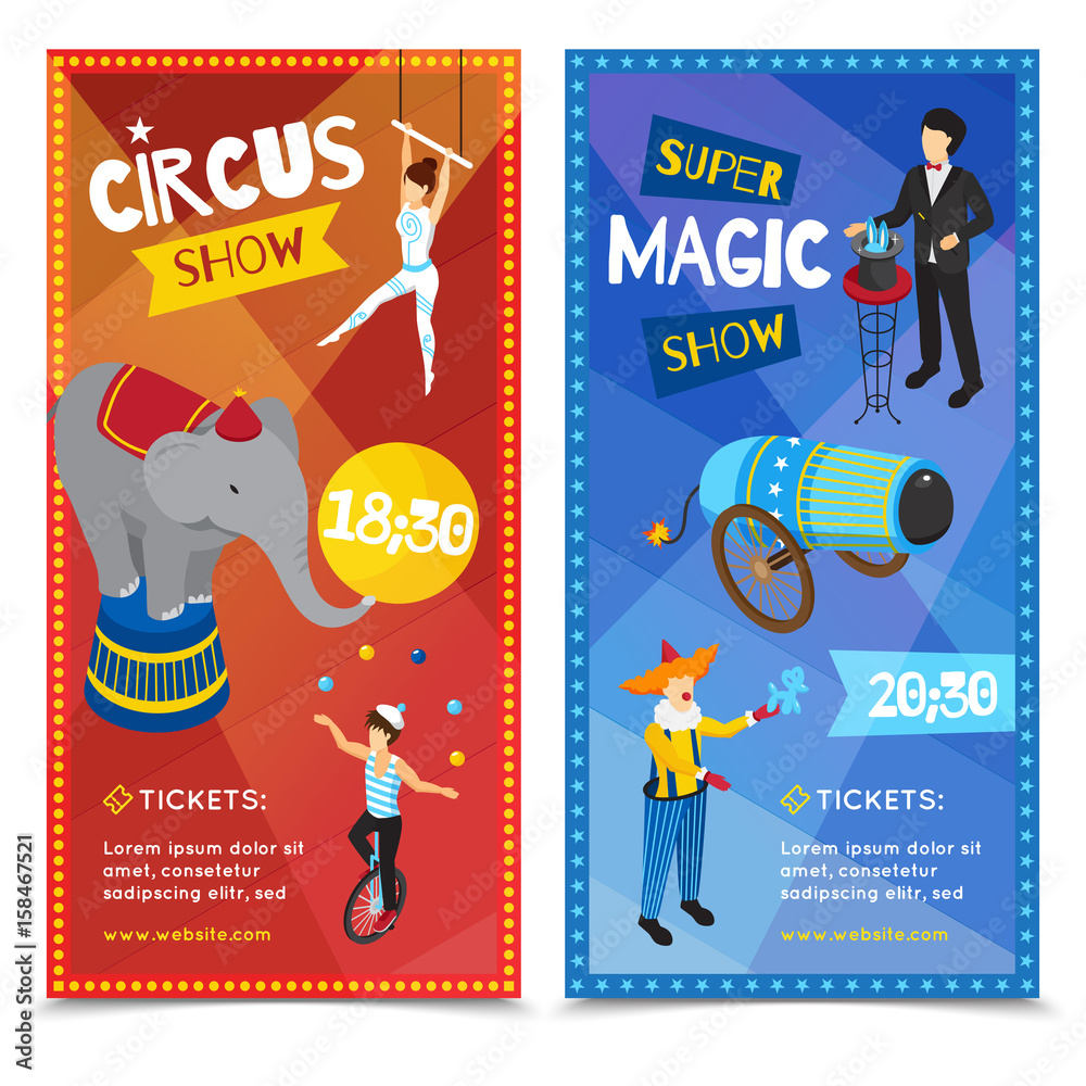 Circus Vertical Isometric Banners 
