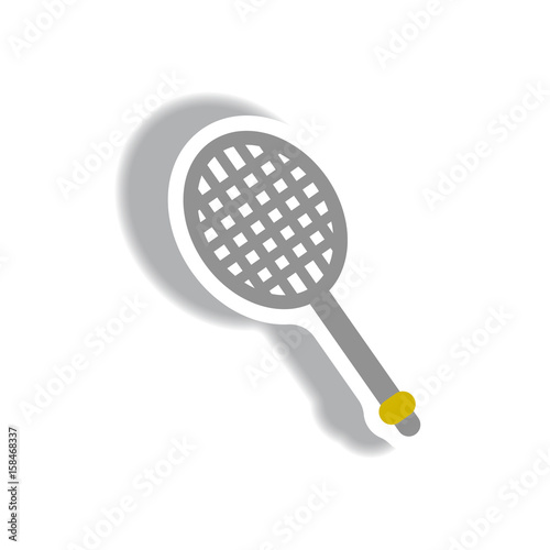 stylish icon in paper sticker style tennis racquet