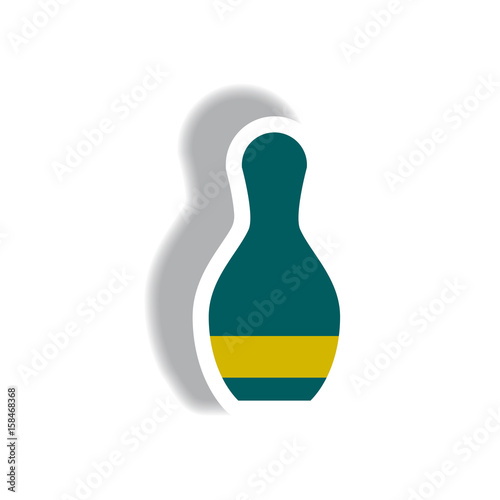 stylish icon in paper sticker style bowling skittle