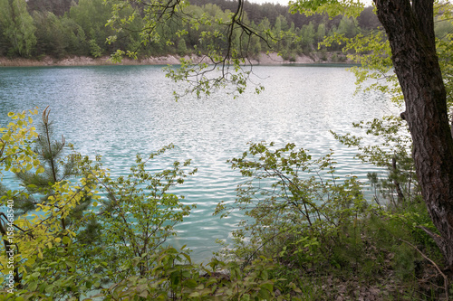 Chalk quarry filled with water in Belarus. photo