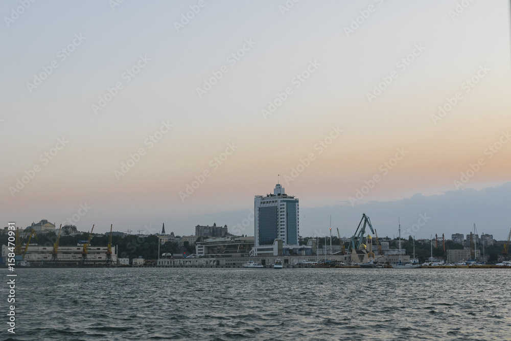 Sunset and lighthouse in Odessa