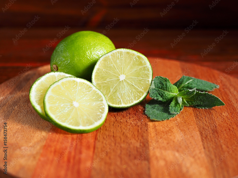Still life of citrus on a wooden background