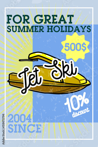 Color vintage jet ski banner