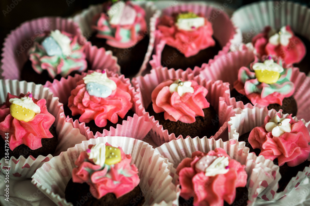 Plate of Cupcakes with Pink Frosting Plate of Cupcakes with Pink Frosting
