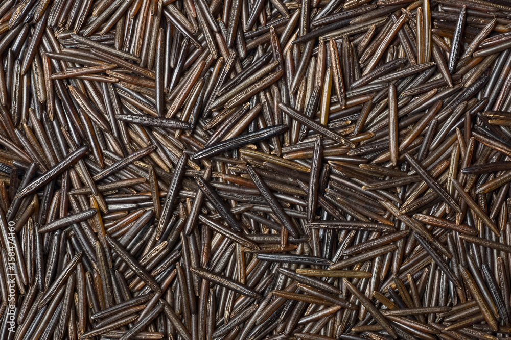 food background of black wild rice, top view food background of black wild rice, top view