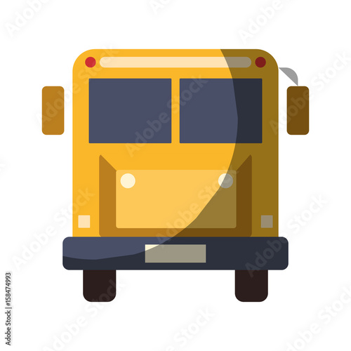 realistic colorful shading image front view school bus with wheels vector illustration