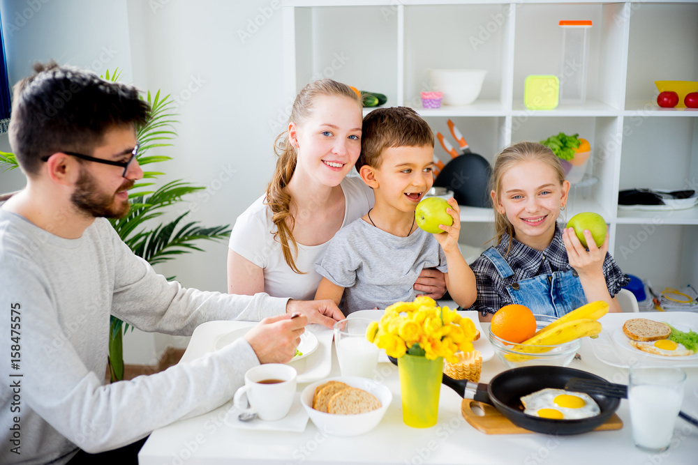 Family having breakfast