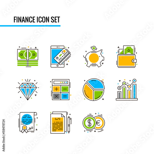 Schilderij op canvas Finance and money sign Icons Classics Series