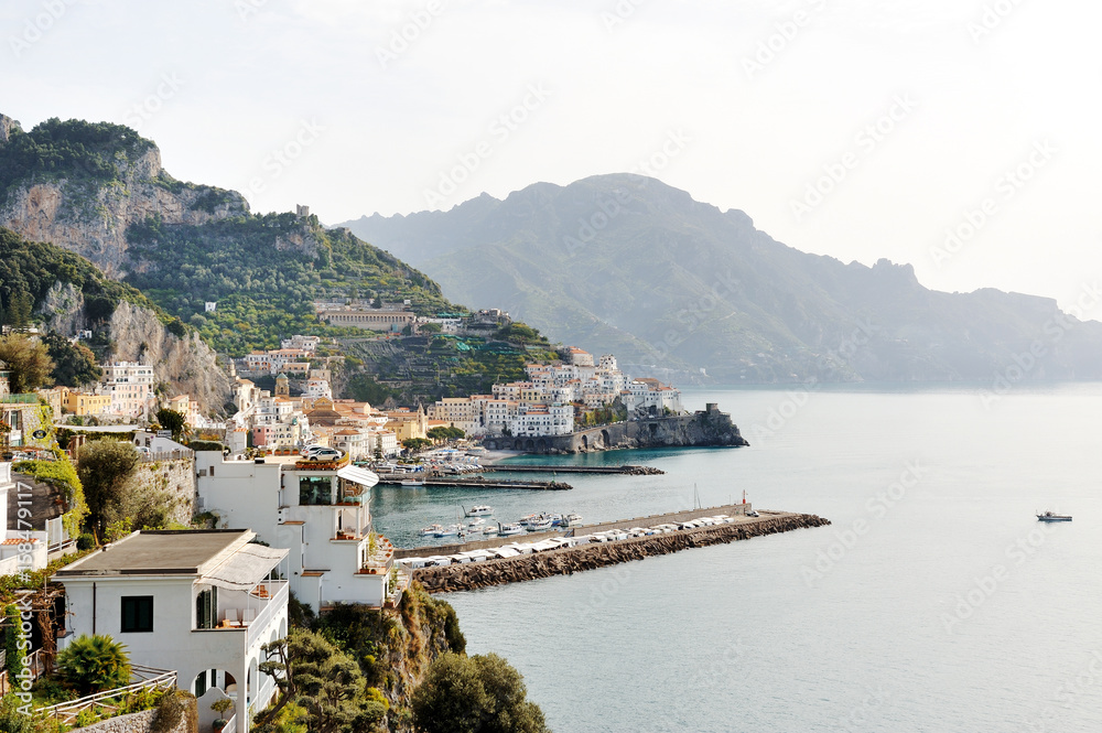 Amalfi, Italy - panoramic view of the city and the coast
