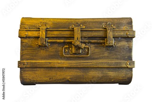 iron chest box isolate on white background, vintage style