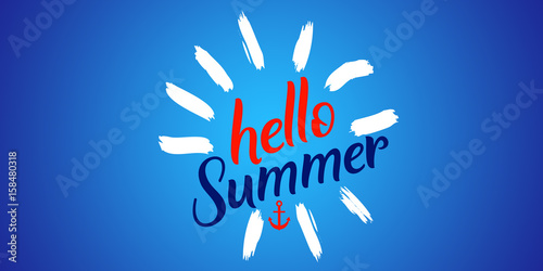 Hello summer typographic design 