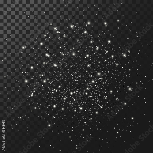 Vector background  texture night starry sky. Element for design  light effect  cluster of white glowing sparks