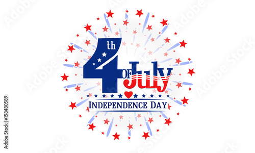 Fourth of July independence day. Flat icon. Salute icon in color American flag.