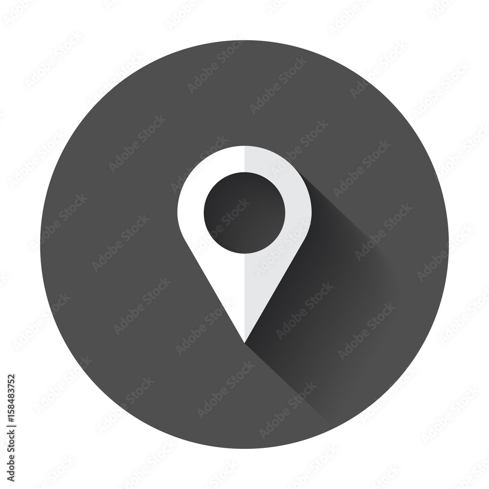 Pin icon vector. Location sign in flat style. Navigation map, gps concept with long shadow. Pin icon vector. Location sign in flat style. Navigation map, gps concept with long shadow.