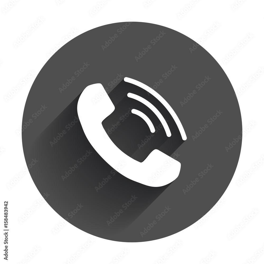 Phone icon vector, contact, support service sign. Telephone, communication icon in flat style with long shadow. Phone icon vector, contact, support service sign. Telephone, communication icon in flat style with long shadow.