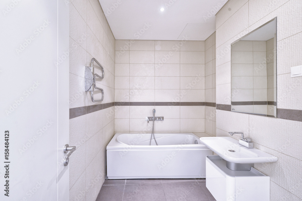 Modern interior of the bathroom in the new house. Modern interior of the bathroom in the new house.