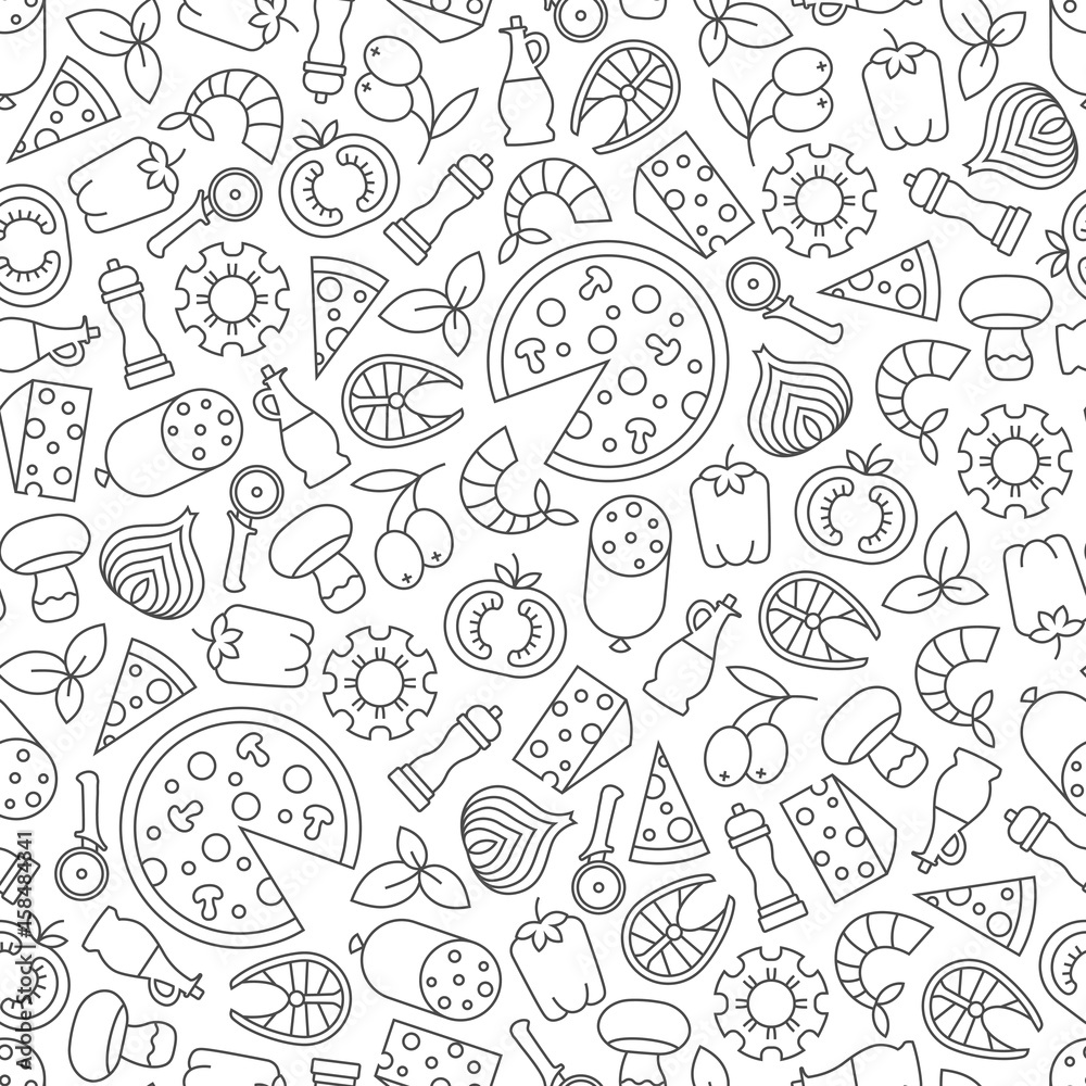 seamless pattern with pizza design elements