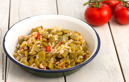 Dible; Green Bean Stew with rice (Traditional Turkish meal from Black Sea Region)