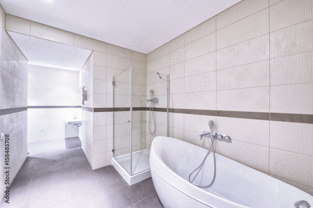 Modern interior of the bathroom in the new house. Modern interior of the bathroom in the new house.